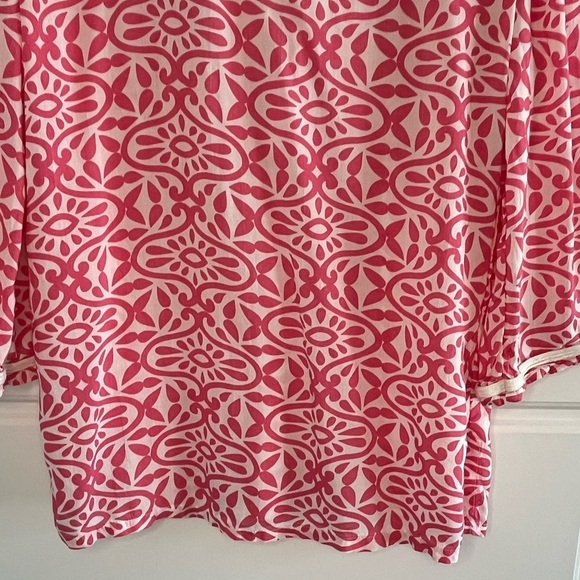 Charter Club Embroidered Split Neck Tunic Pink White Size PM Resort Cruise Chic - Picture 9 of 14